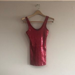 Sleeveless red sequins top